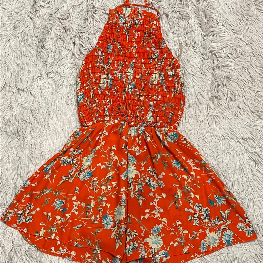 Red w/ floral romper